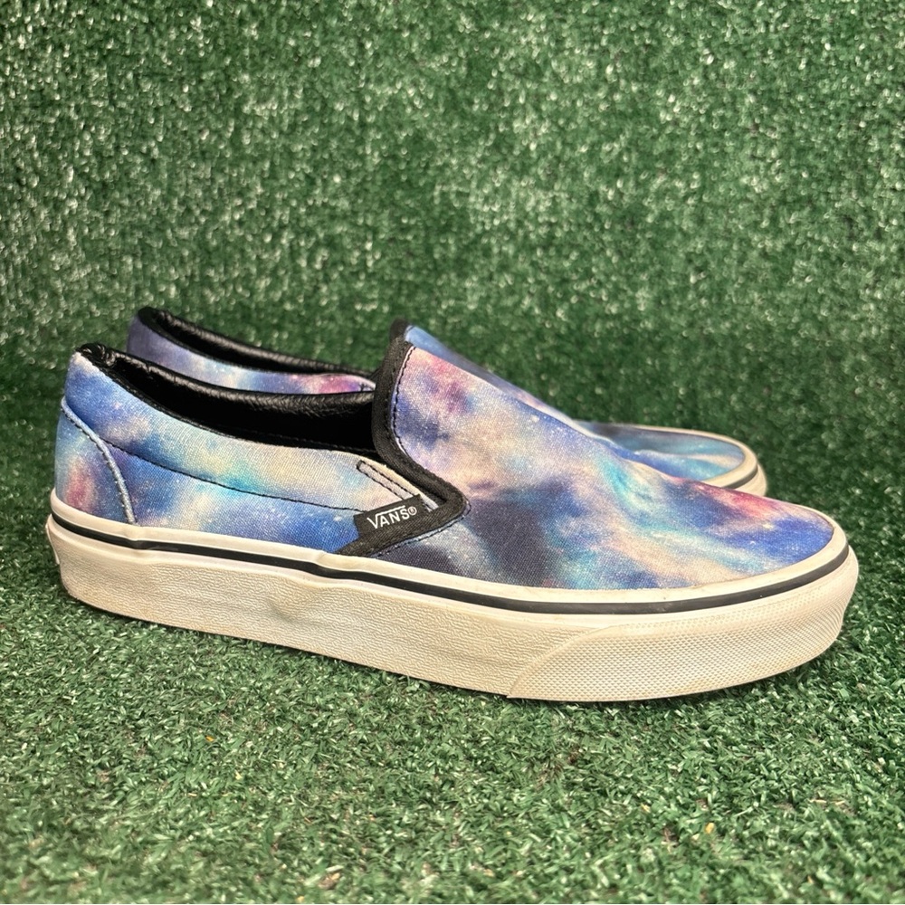 Vans Asher Galaxy Womens Size 7 Slip On Canvas Skate Shoes Blue Off The Wall